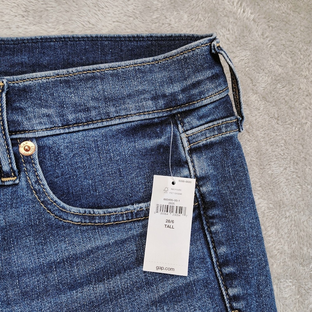NWT GAP Women's 28/6 Tall True Skinny High Rise Dark Wash Denim Jeans - Picture 2 of 5